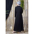 Designer front open Satin abaya- Black